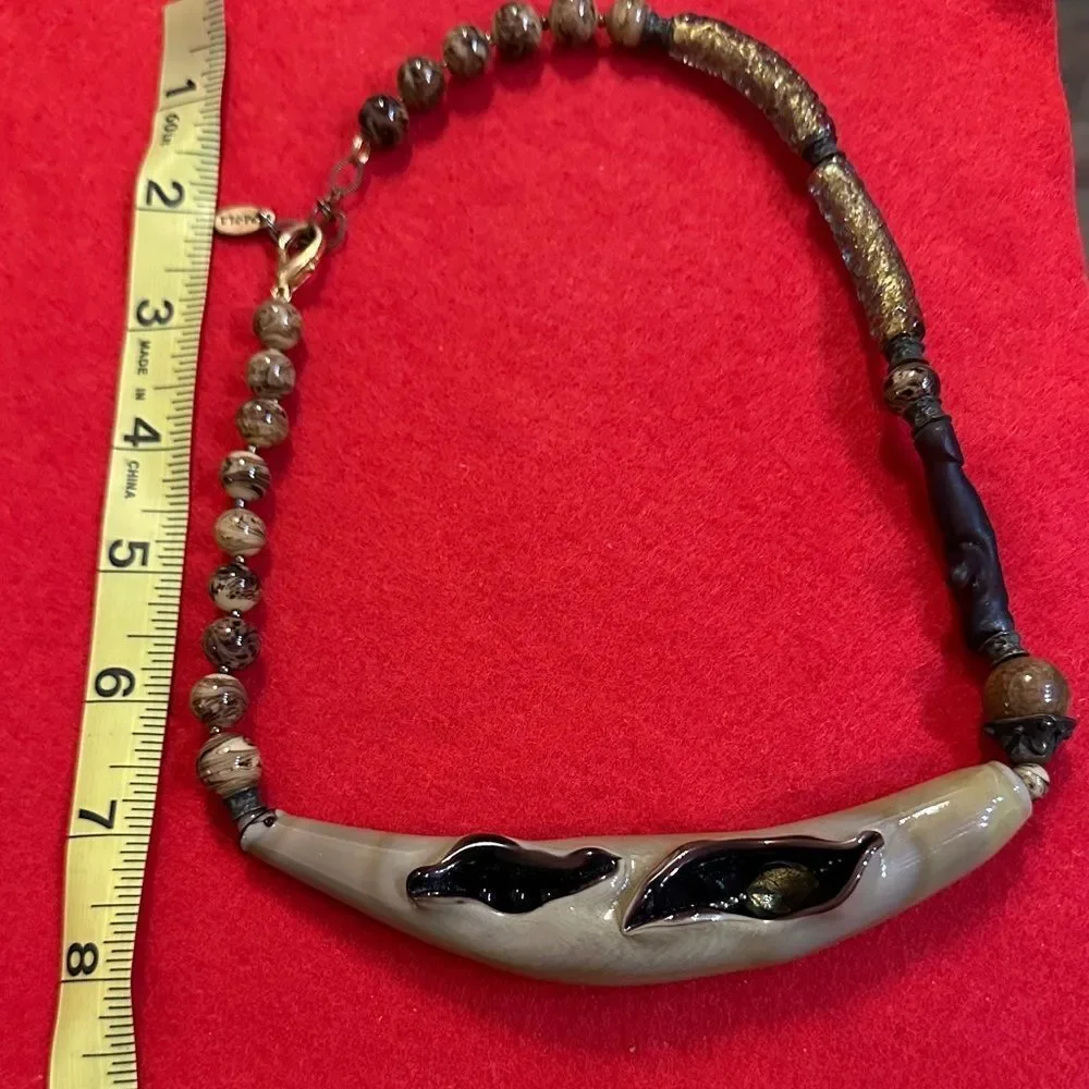 Paola Murano Unique Beaded Glass Necklace with Earthy Tones